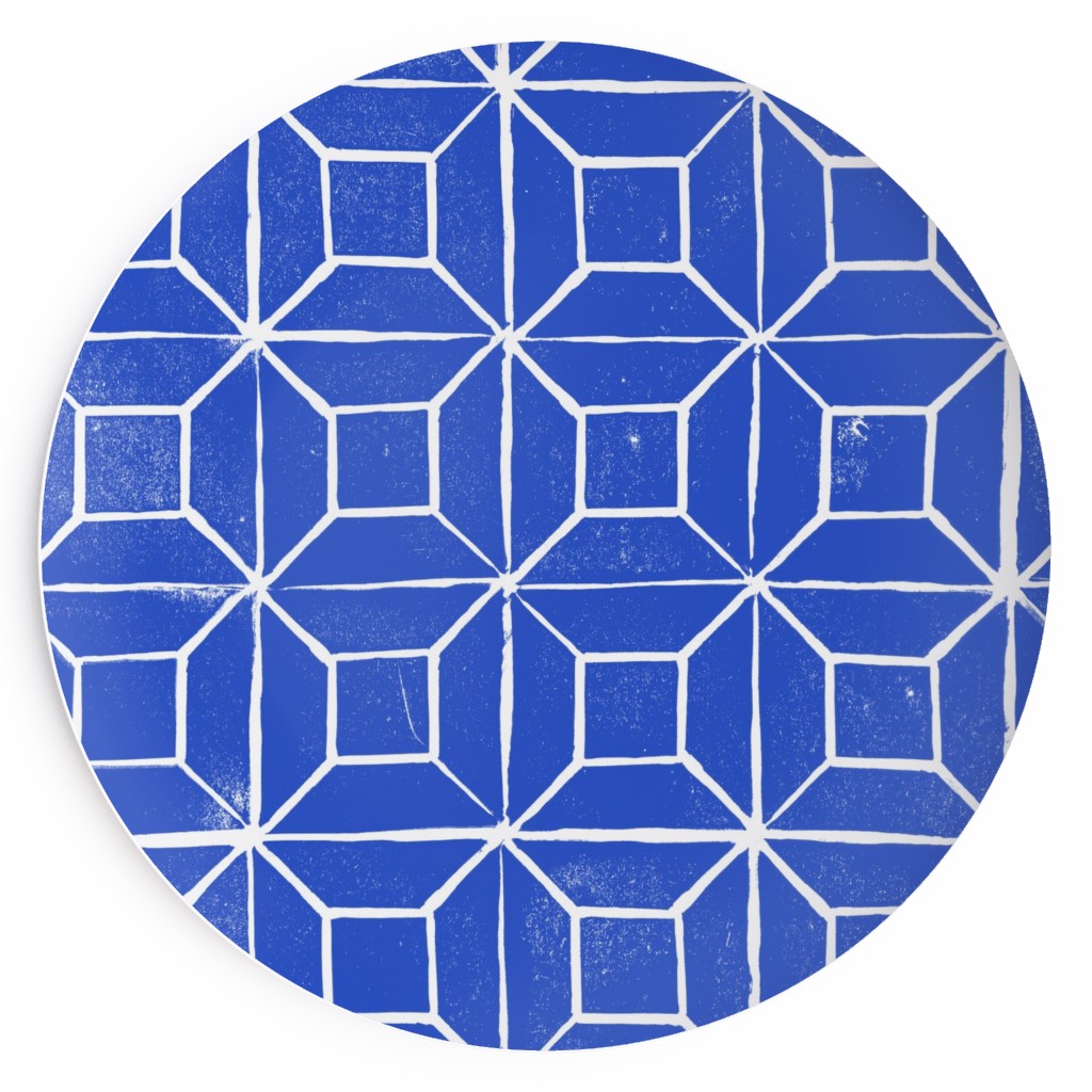 Geometric Lino Cobalt Salad Plate Shutterfly