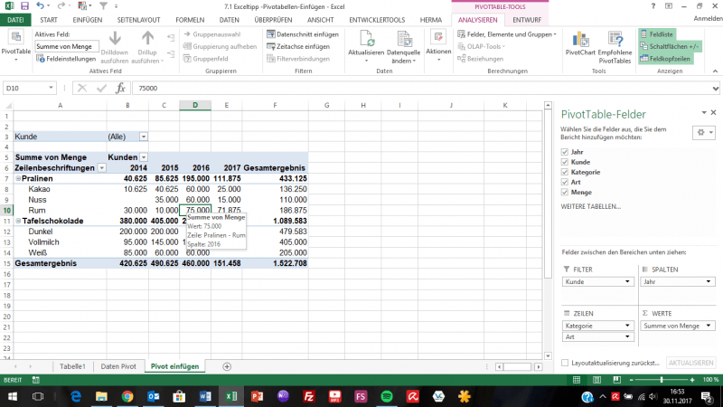 ExcelTipp Wie und Warum man eine Pivottabelle einfügt C4B