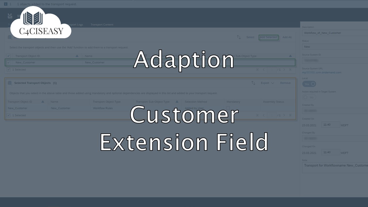 C4CIsEasy SAP C4C Adaption Customer Extension fields