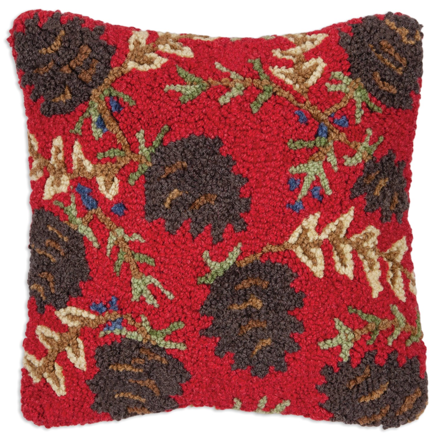 Ruby pinecones accent pillow.