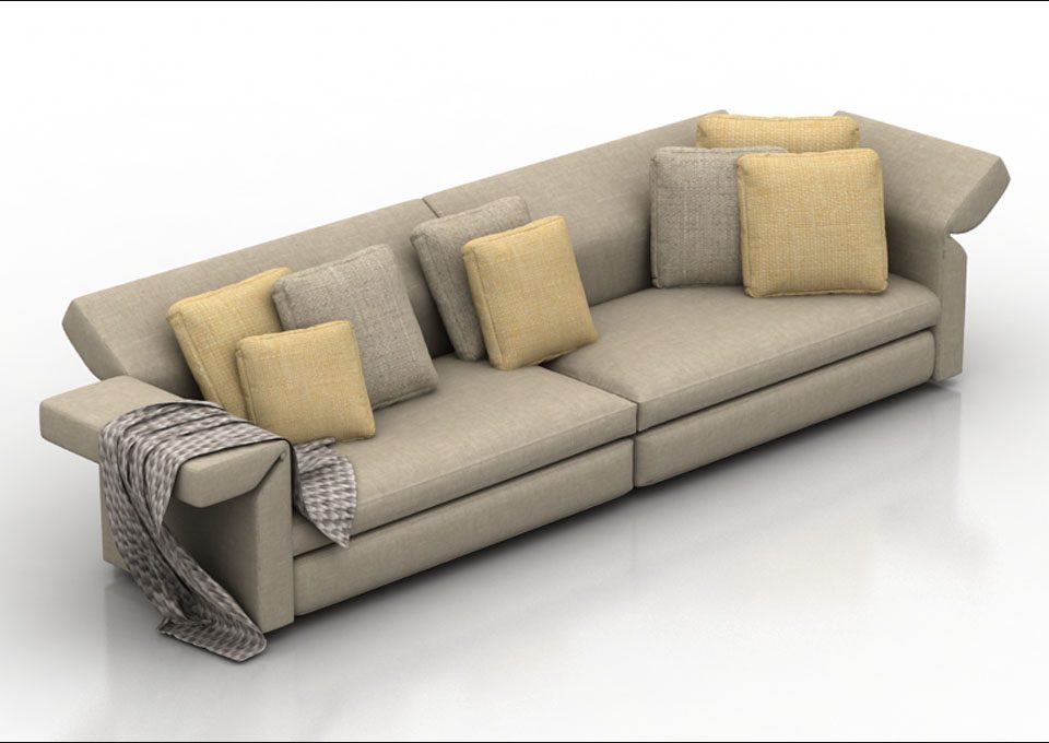 Beige Textile Sofa 3D Model download