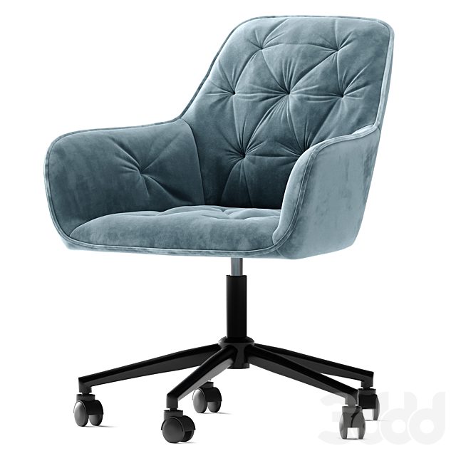 Blue Velvet Office Chair Free 3D Model Armchair