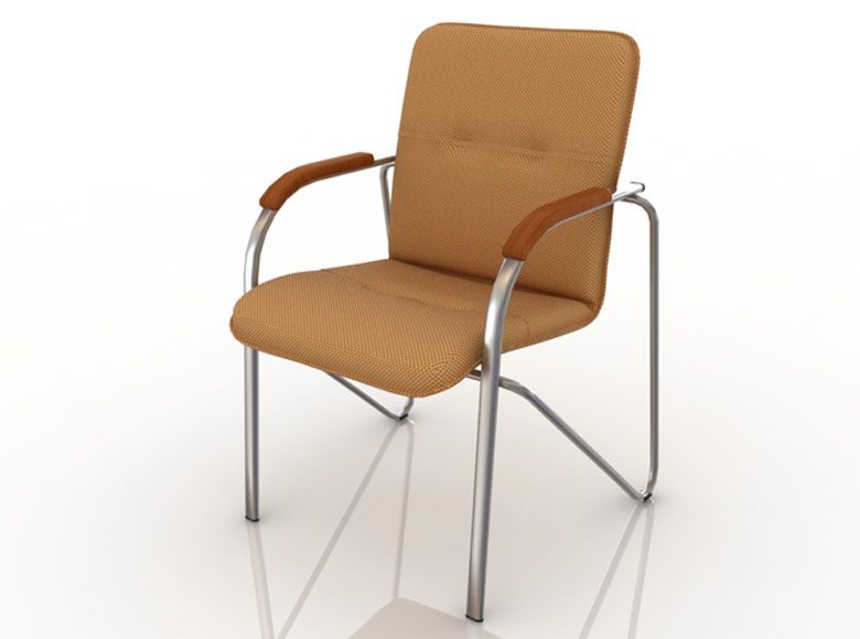 Brown Office Visitor Chair 3D Model Armchair