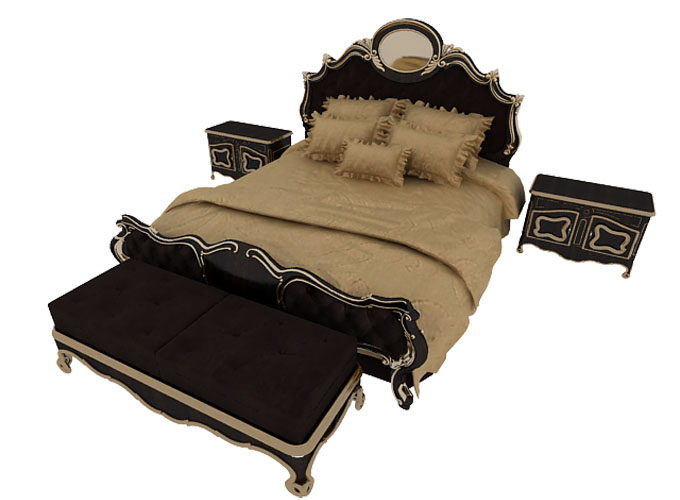 Classic Bed Set Free 3D Model Bed