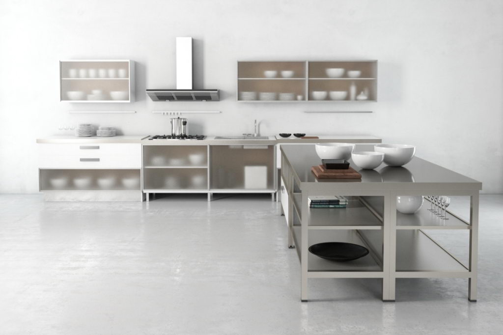 Glass panel Kitchen Design 3D Model Kitchen Design