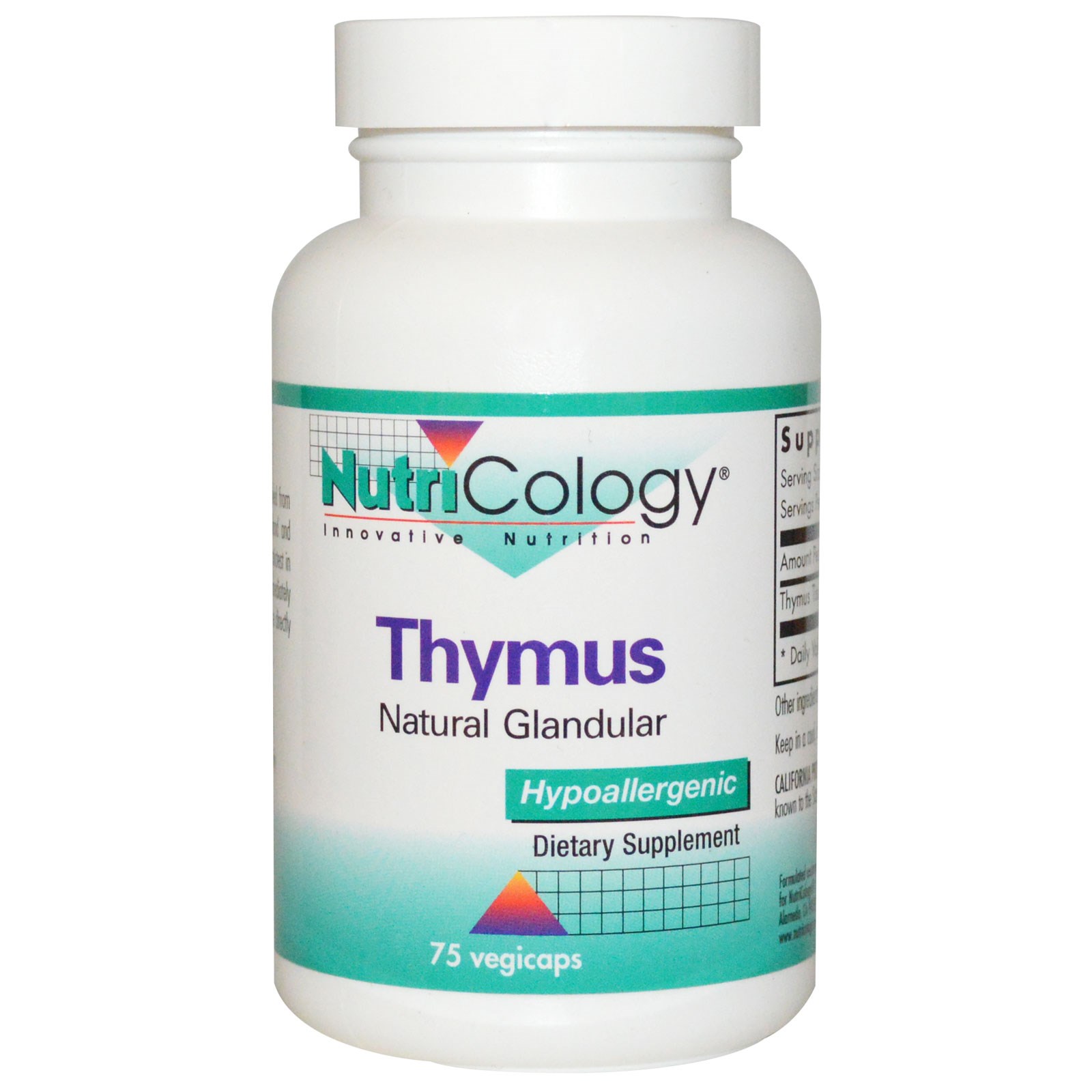 NutriCology Thymus Natural Glandular 75 Vegetarian Capsules