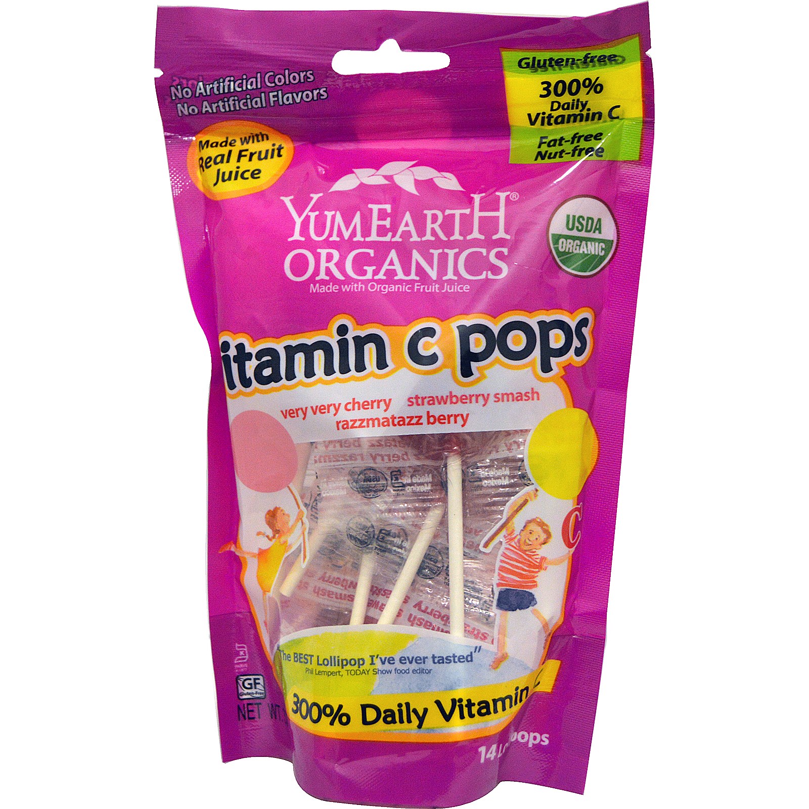Yummy Earth Organic Vitamin C Pops 3 oz Case of 6