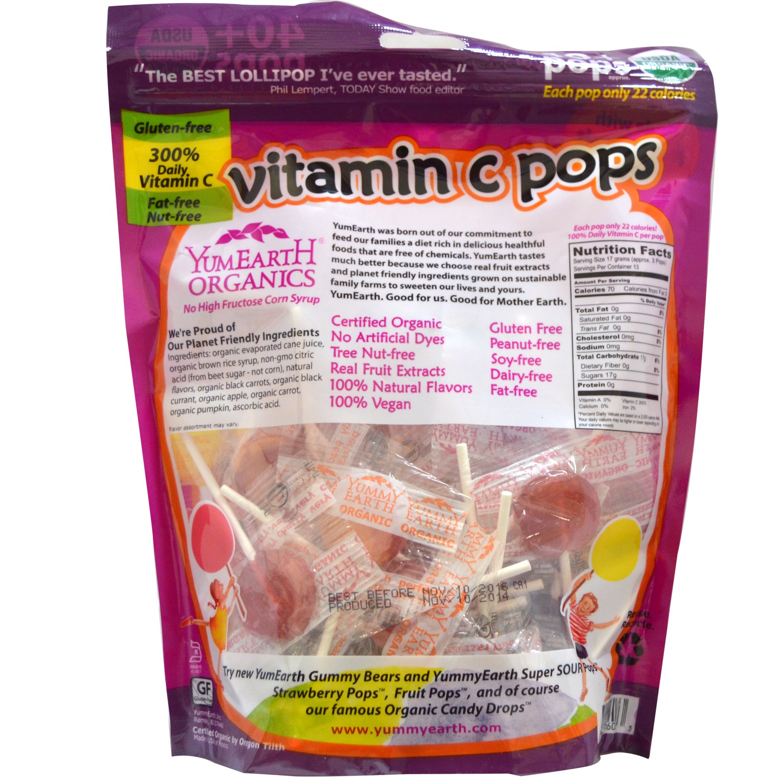 Yummy Earth Organic Vitamin C Lollipops Over 40 Pops