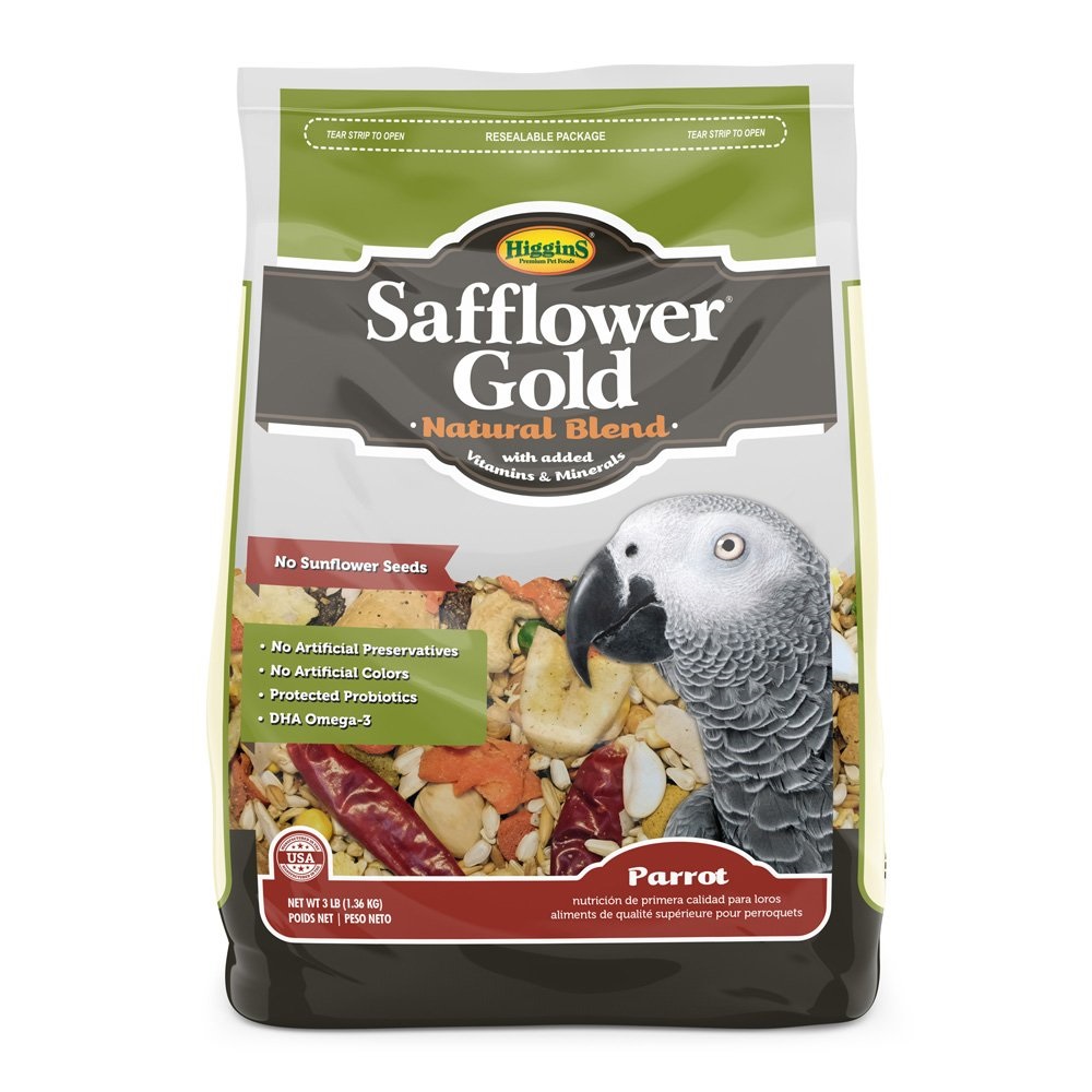 Higgins Safflower Gold Parrot Natural Bird Food 3 lbs Cornerstone For