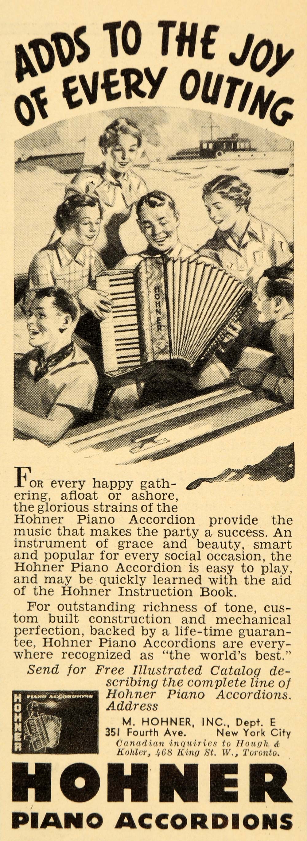1936 Ad Hohner Piano Accordions Catalog New York City ORIGINAL