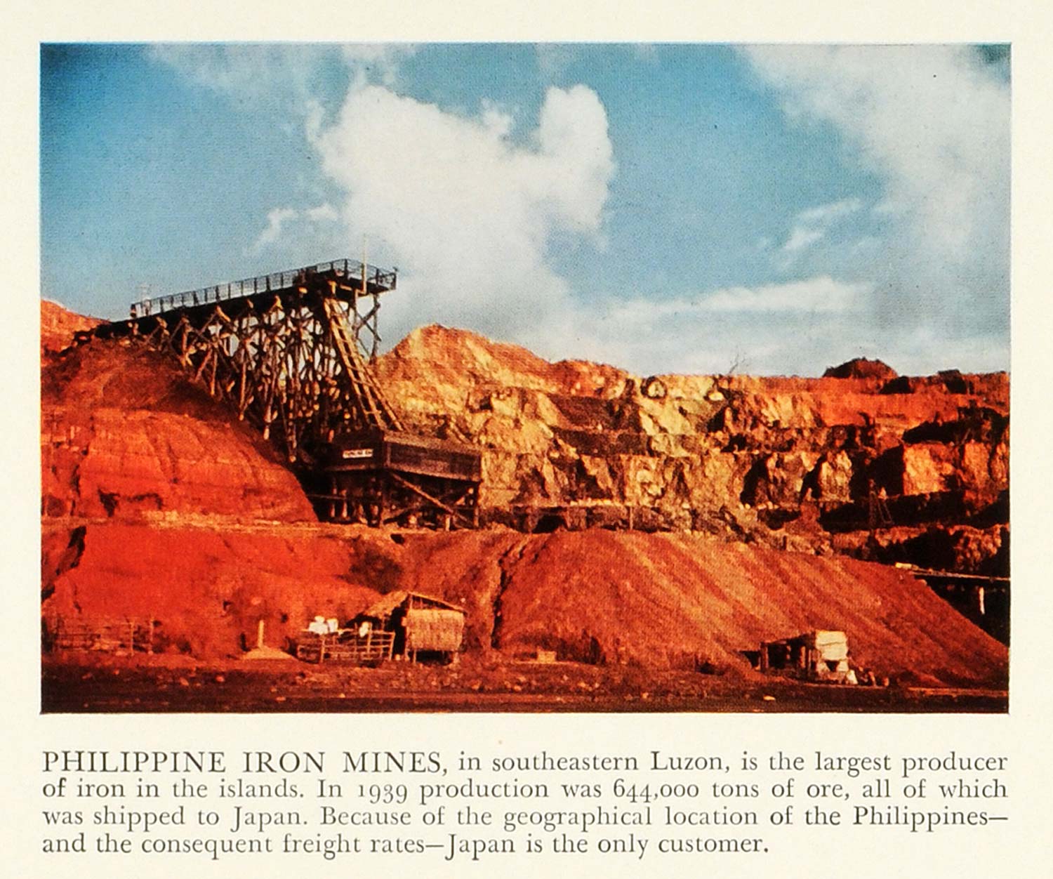 1940 Print Philippine Iron Mines Luzon Mining Japanese Landscape Steel