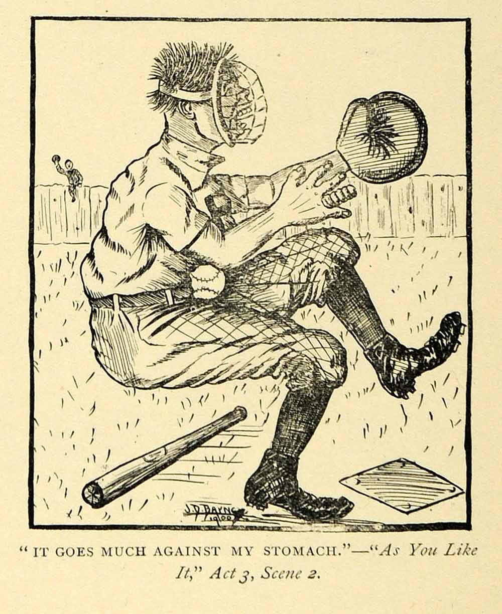 1899 Print Harvard Lampoon University Baseball Shakespeare Humor Mitt Mask Bat eBay