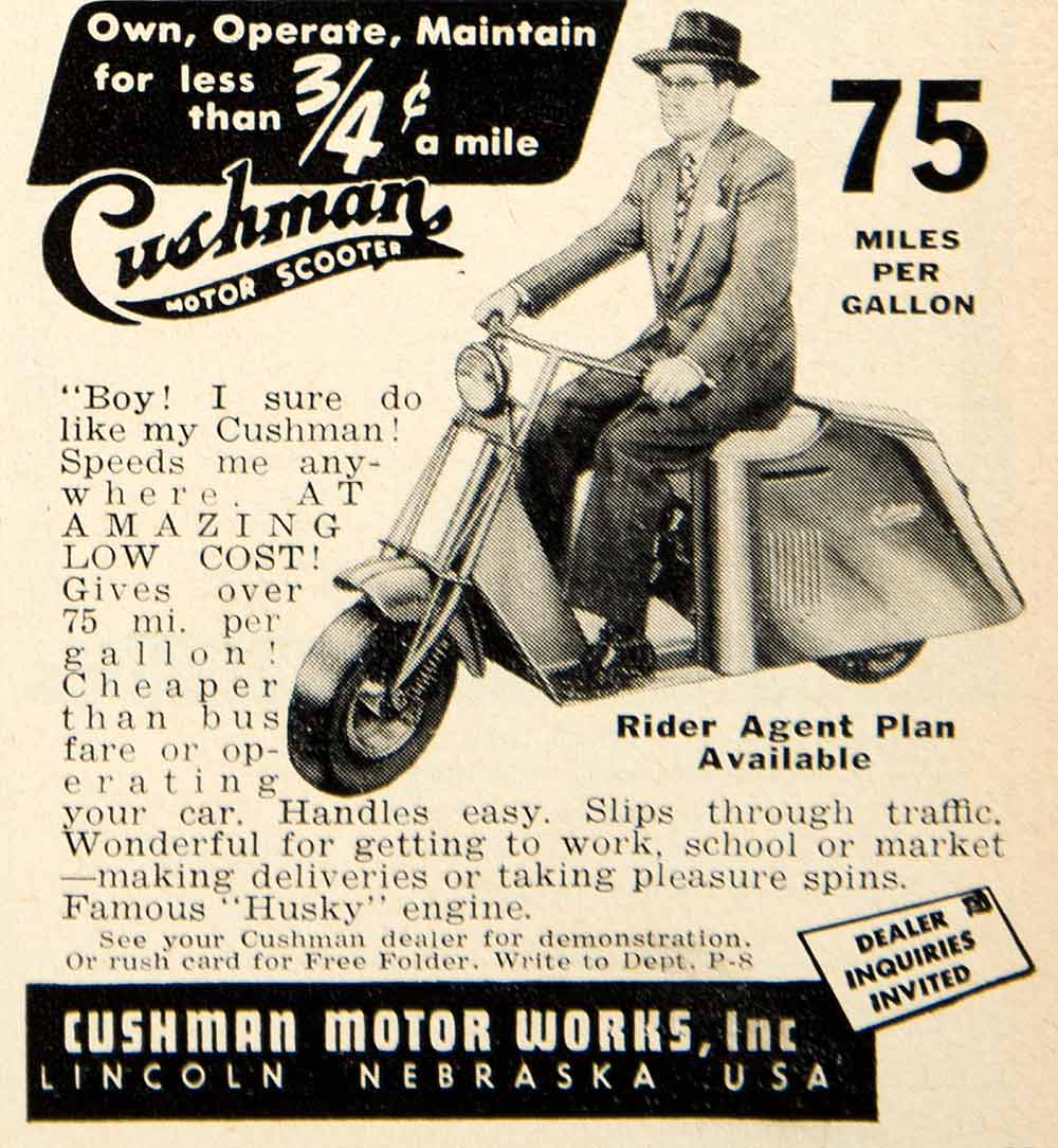 1950 Ad Cushman Motor Works Lincoln Nebraska Husky Engine Motorcycle