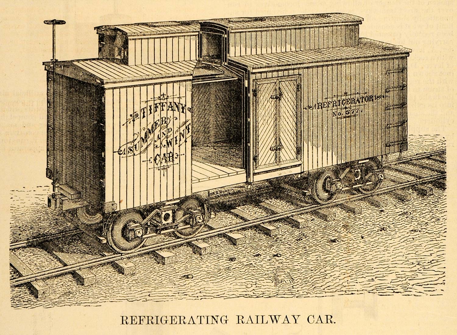 1877 Antique Print Refrigerated Railroad Car Railway ORIGINAL eBay