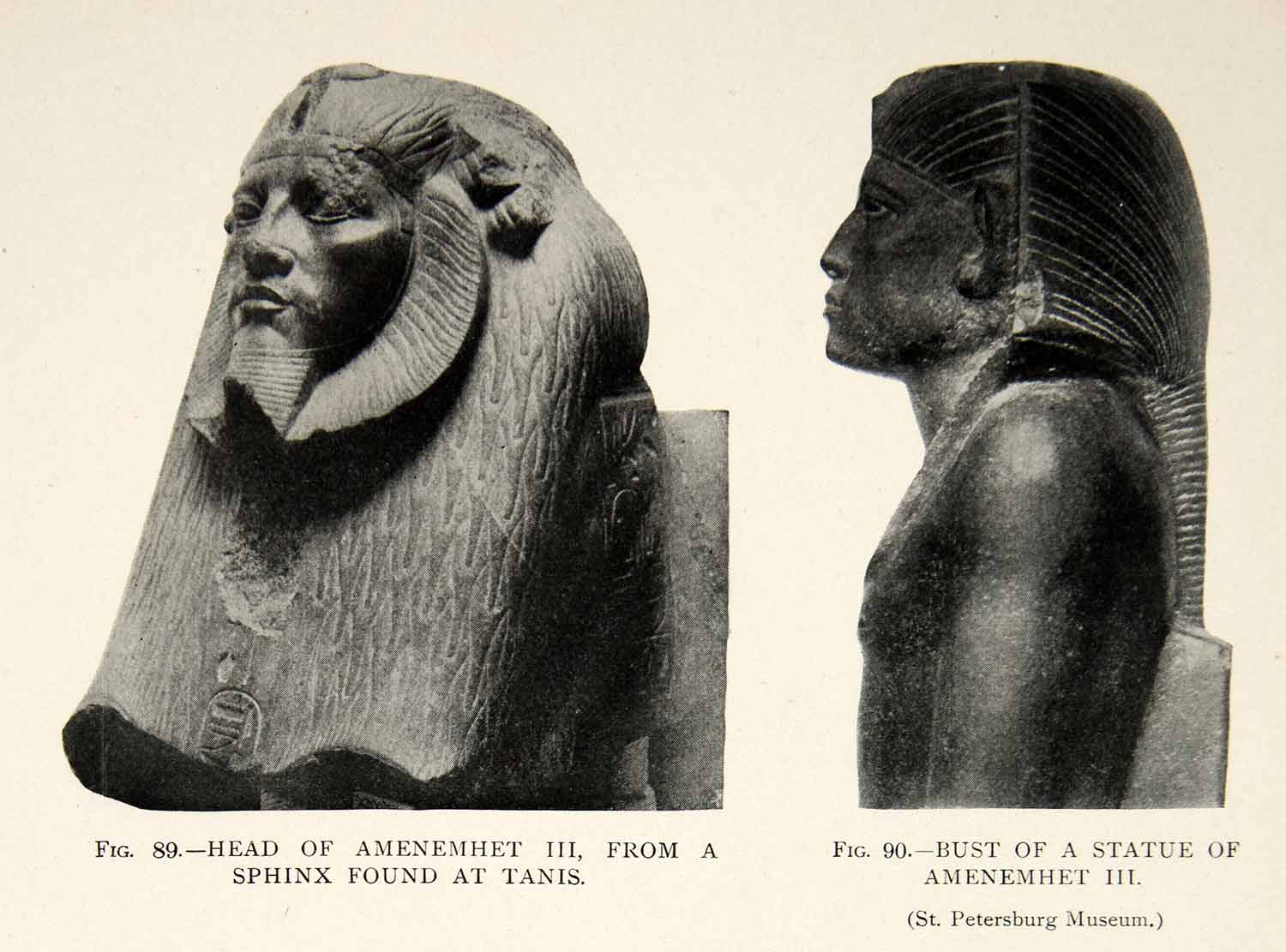 1909 Print Bust Statue Amenemhet III Sphinx Tanis Ancient Egyptian Artifact Man eBay