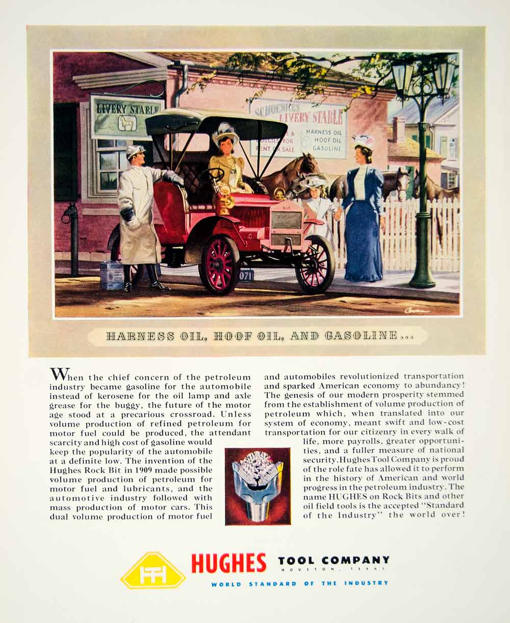 1947 Ad Hughes Tool Company Houston Texas Harness Hoof Oil Gasoline