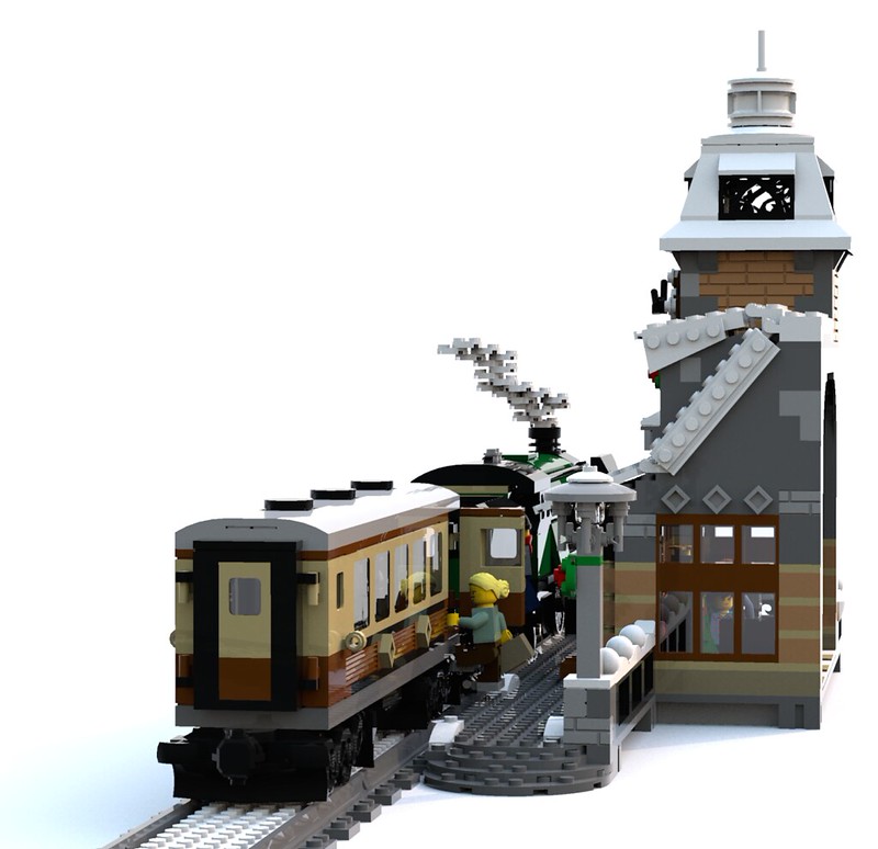 LEGO MOC Winter Village Train Station by Miro Rebrickable Build with LEGO