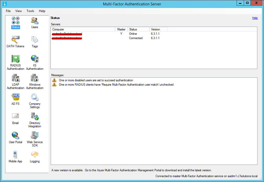 Upgrading Azure MultiFactor Authentication Server C7 Solutions