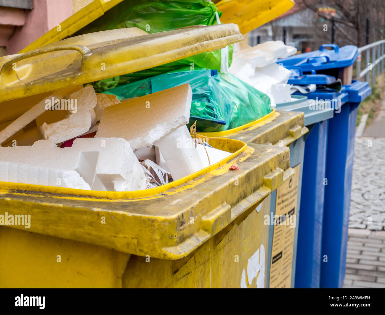 Plastic garbage in a garbage bin Stock Photo Alamy