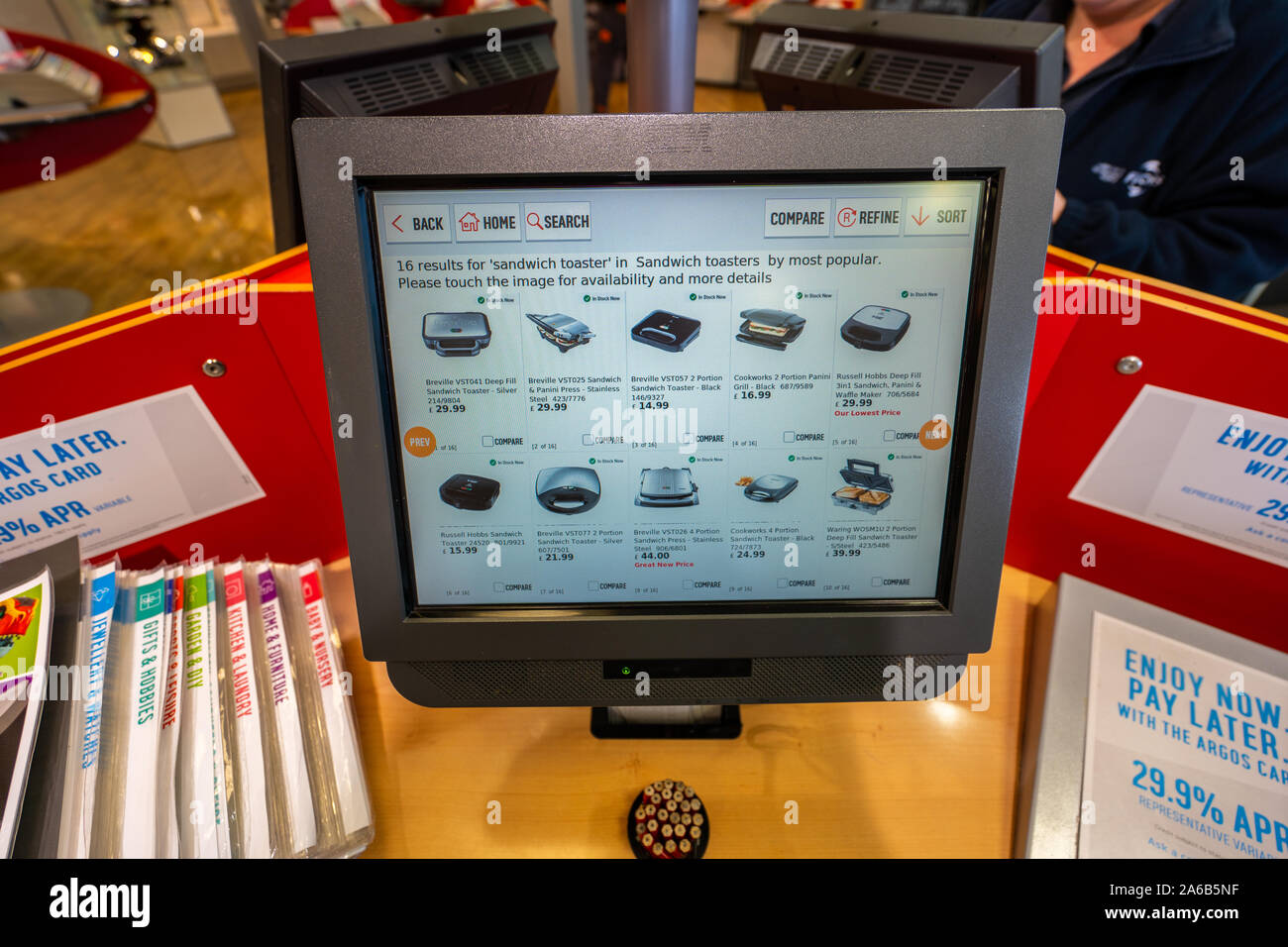 The Argos computer terminal in the local store, shop, for browsing and