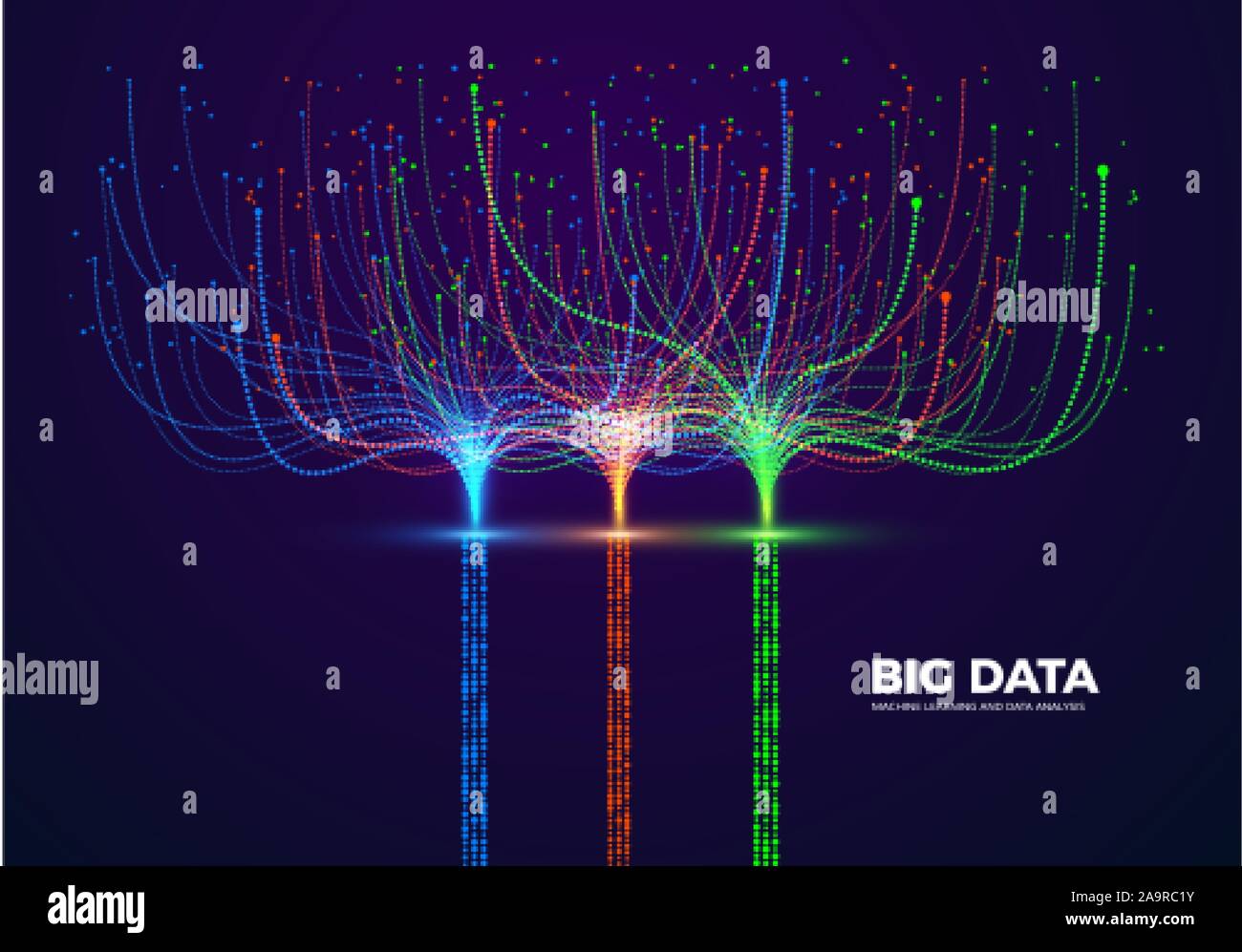 Big Data Visual Concept. Machine Learning and Data Analysis. Digital