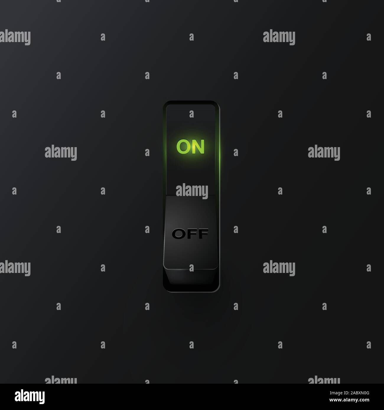 Realistic black switch with backlight ON, vector Stock Vector Image
