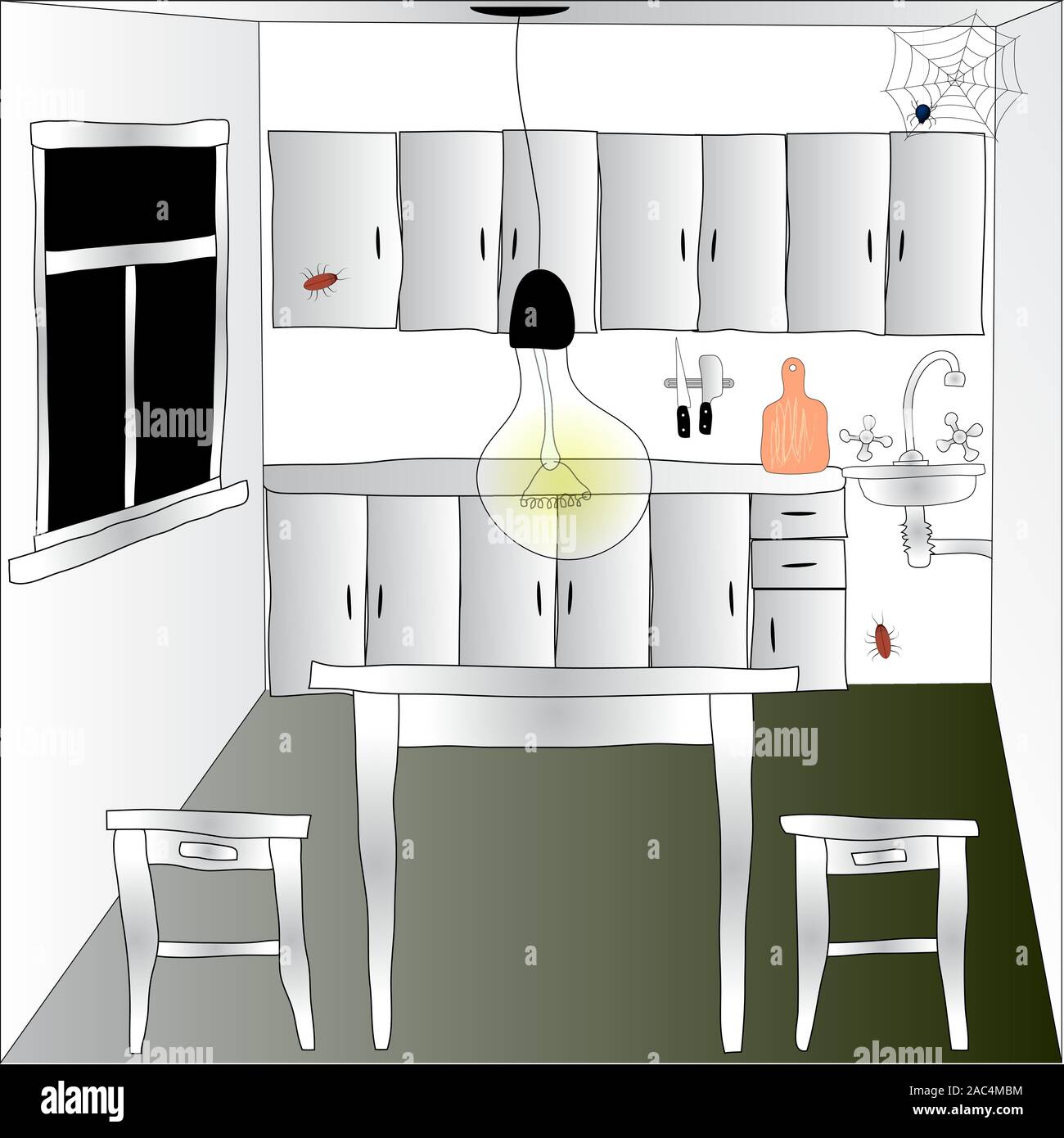 cartoon kitchen interior. vector illustration Stock Vector Image & Art