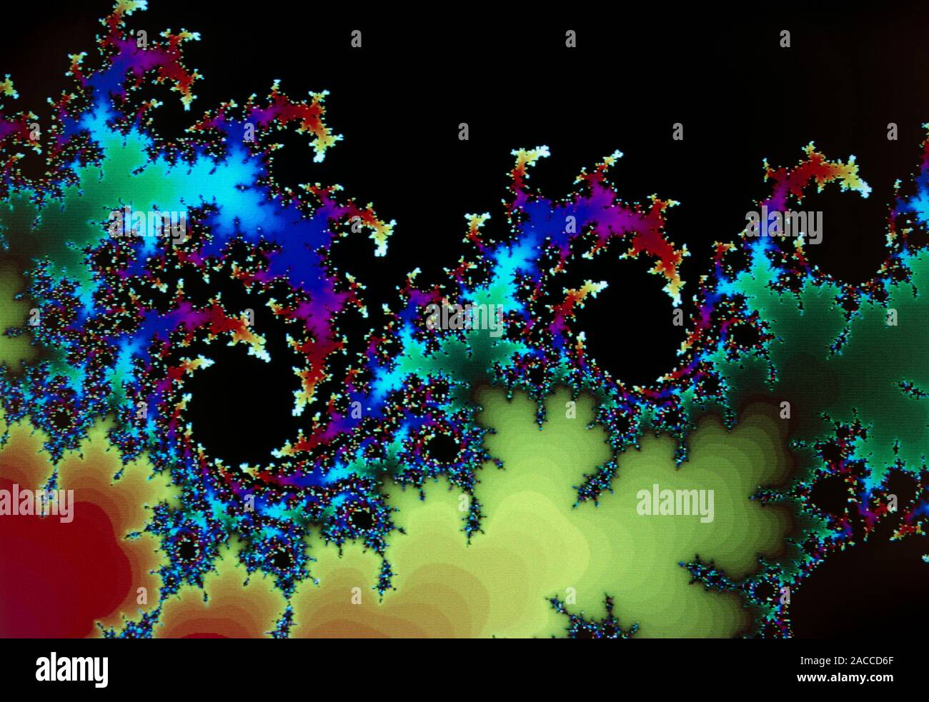 Fractal geometry computer graphics representation of a detail from the Mandelbrot Set, plotted