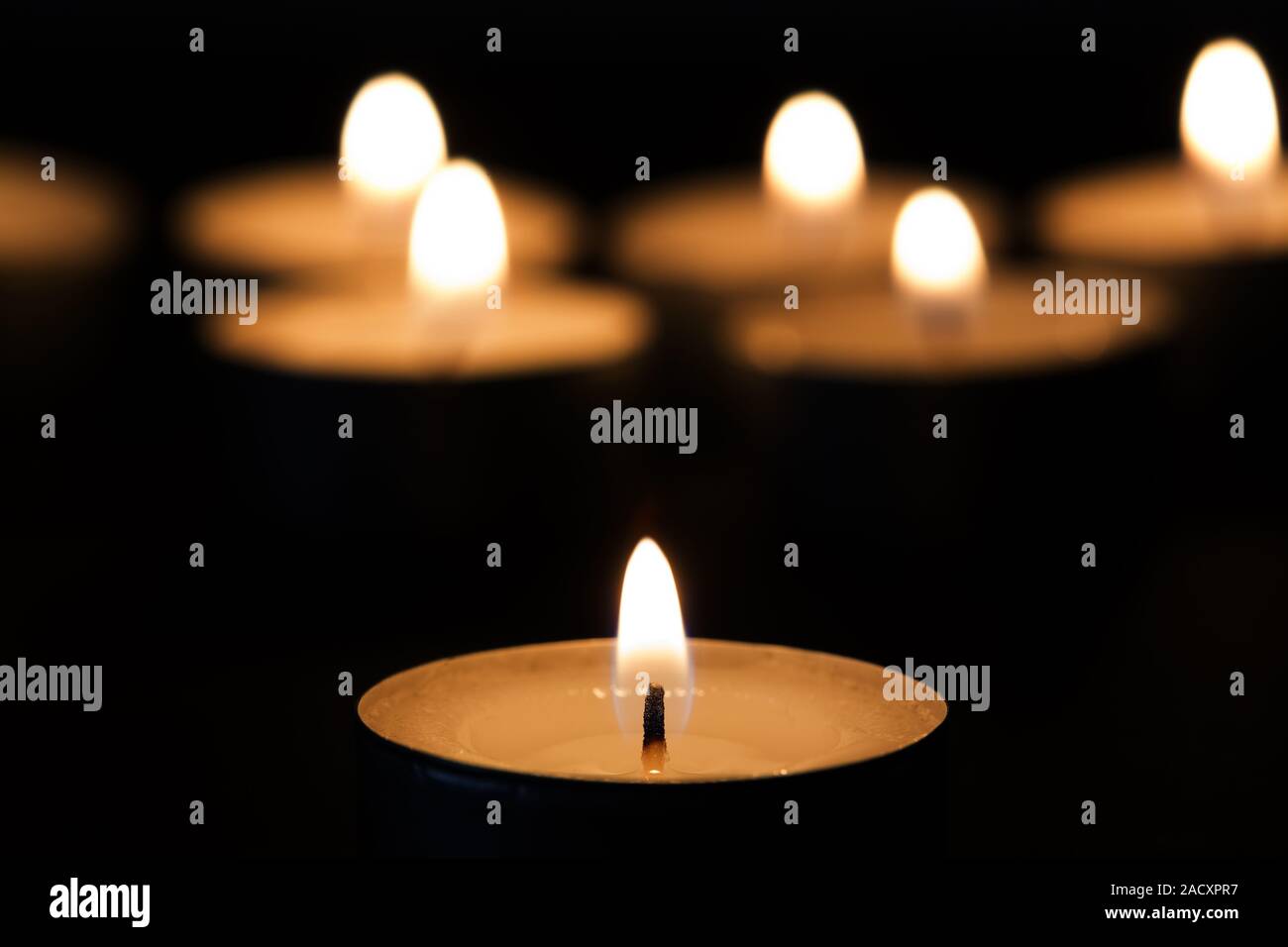 Burning tea lights Stock Photo Alamy
