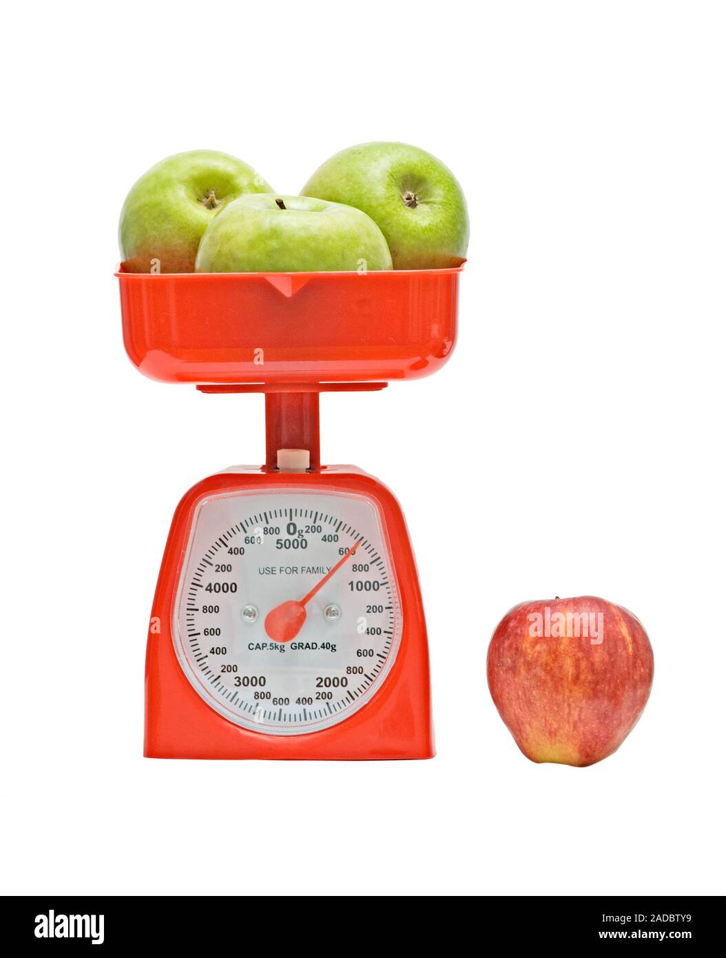 Kitchen scale weighting apples Stock Photo Alamy