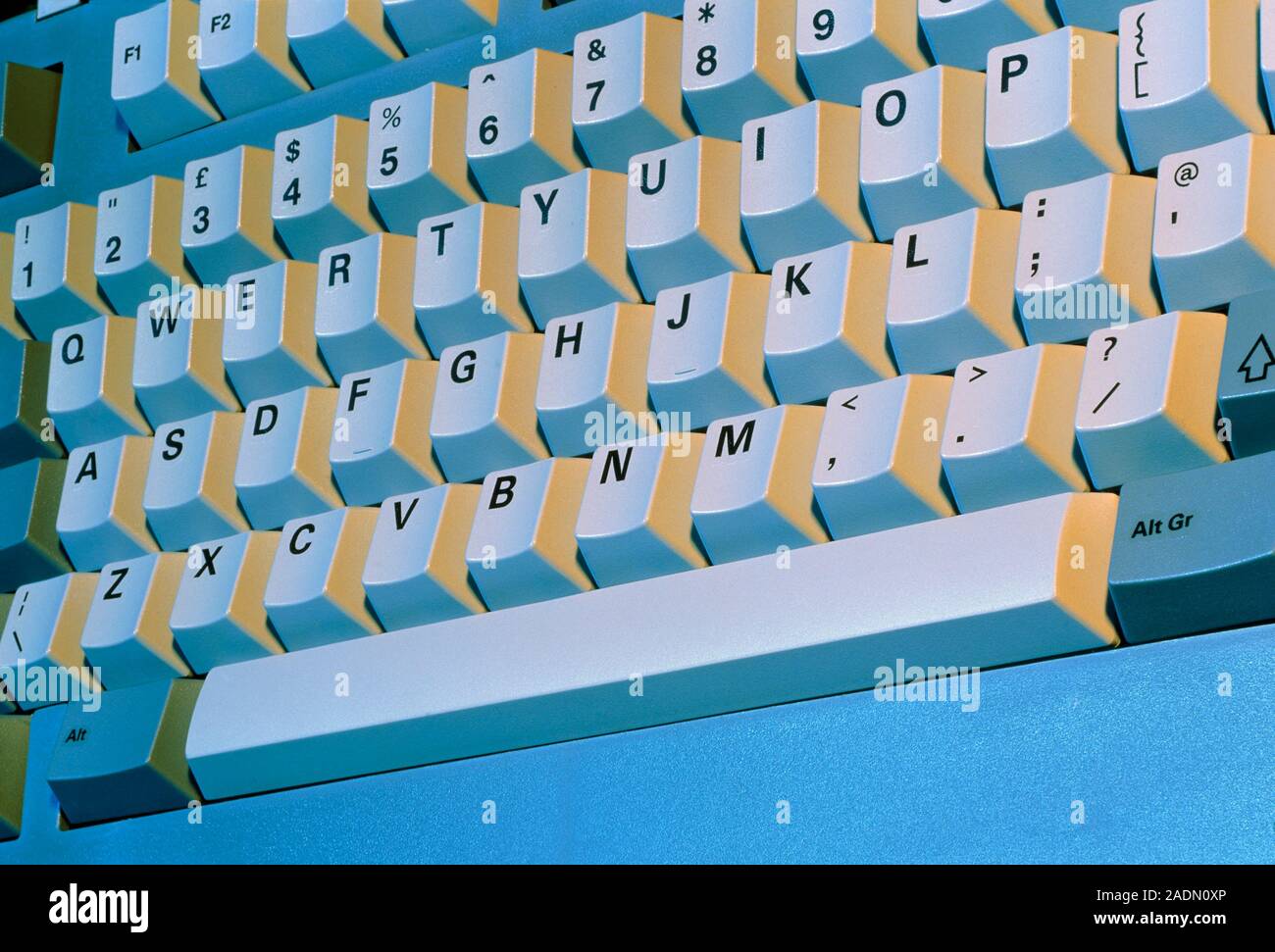 Computer keyboard. View of a standard type of computer keyboard. The alphabetic keys are