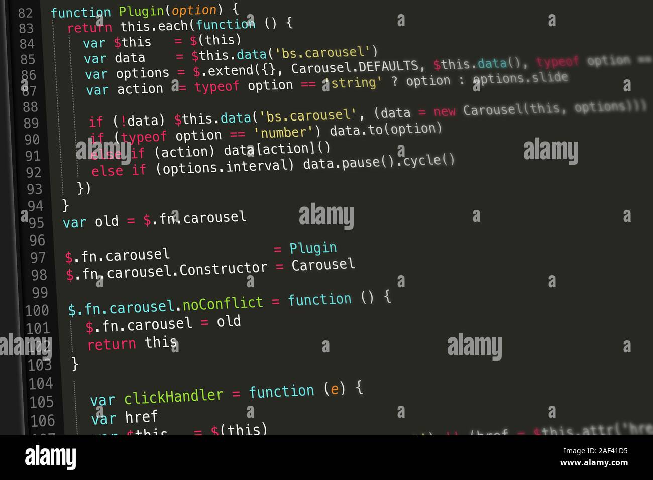 JavaScript Code Screenshot Stock Photo Alamy