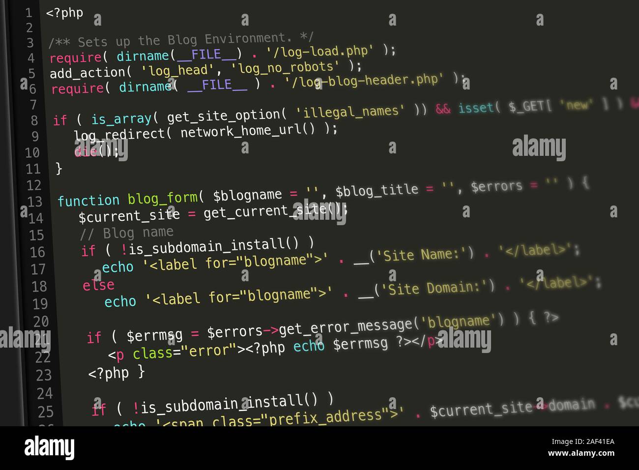 PHP Code Screenshot Stock Photo Alamy