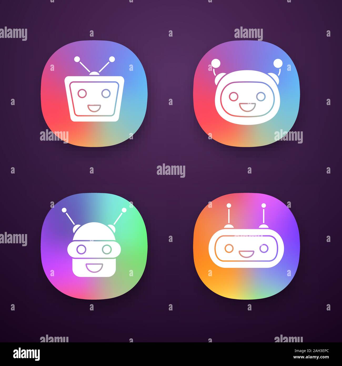Chatbots app icons set. UI/UX user interface. Talkbots. Laughing