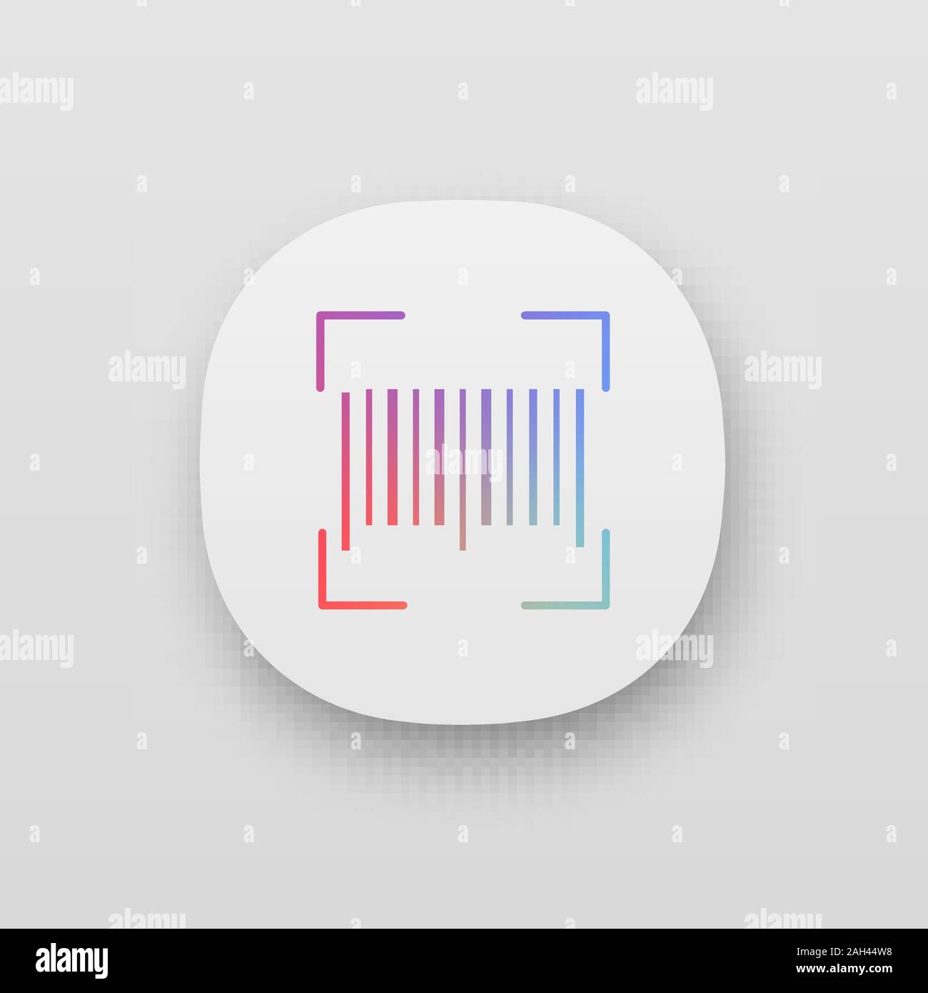Traditional barcode app icon. UI/UX user interface. Linear code scanning. One dimensional