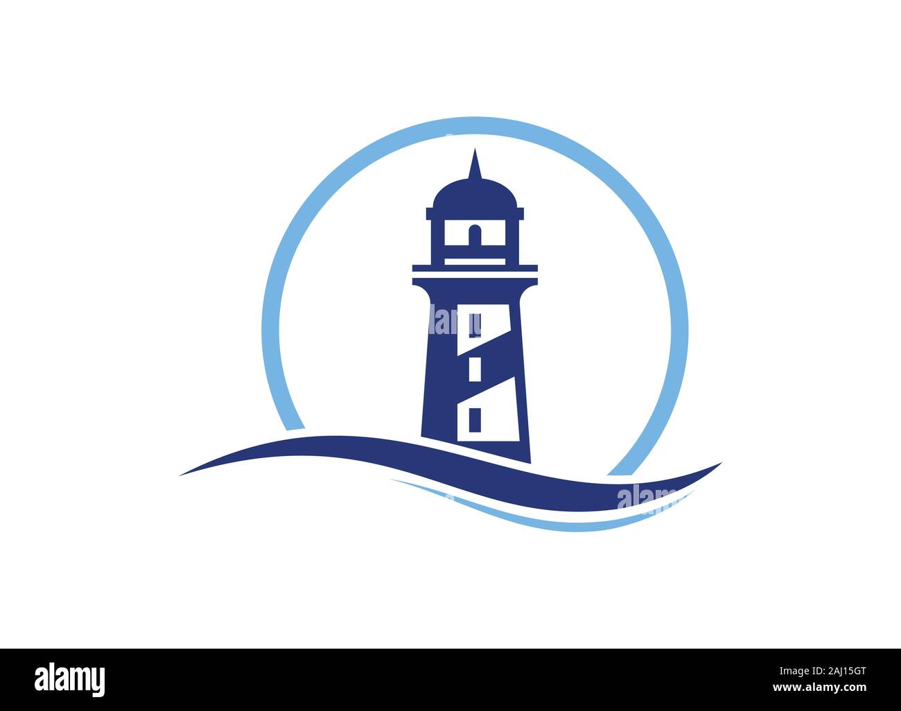 Modern simple lighthouse logo design vector graphic Stock Vector Image