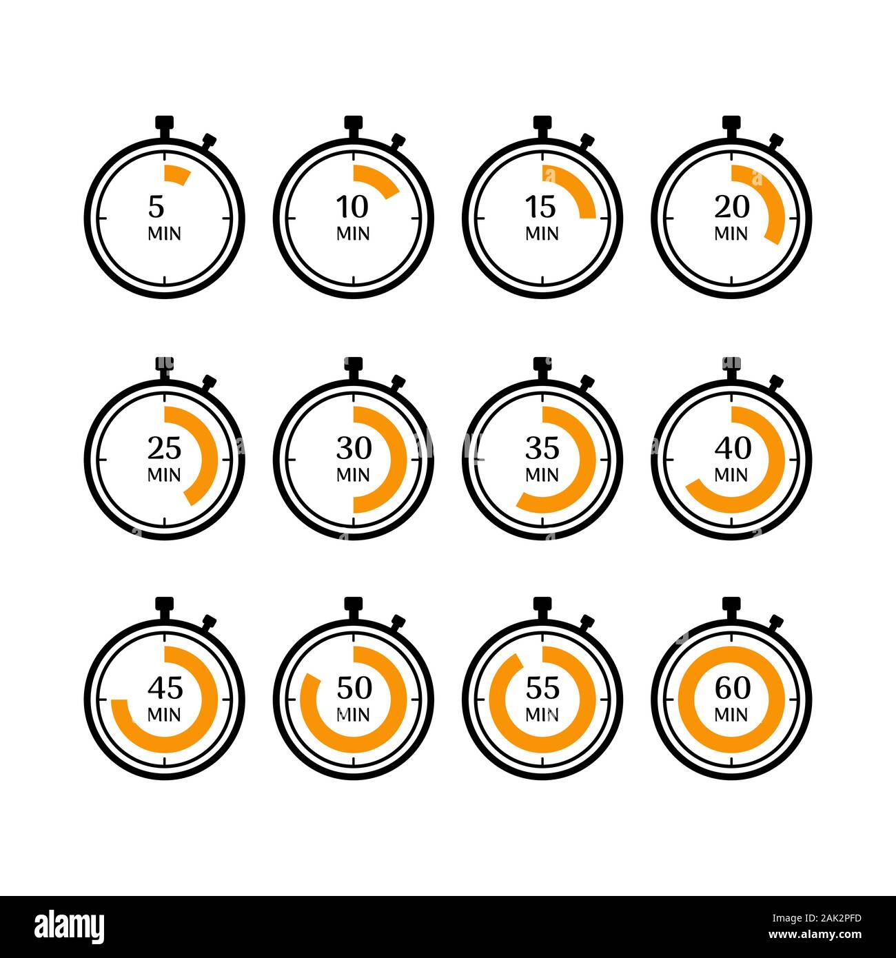 Set Timer For 35 Minutes, Minutes Timer With Arrow Icons Set From 5 To