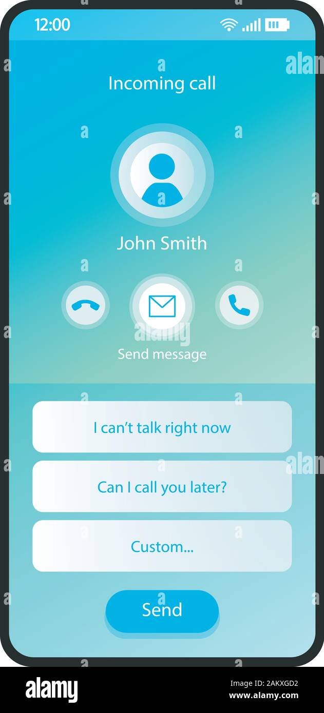 Response message to call smartphone interface vector template
