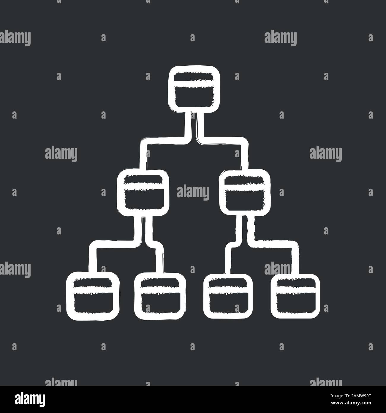 Tree diagram chalk icon. Hierarchical system. Node link diagram. Visual