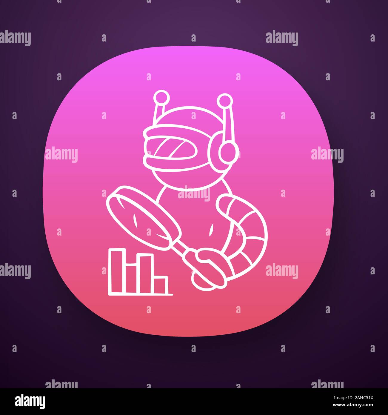 Monitoring bot app icon. Monitor websites uptime. Machine learning