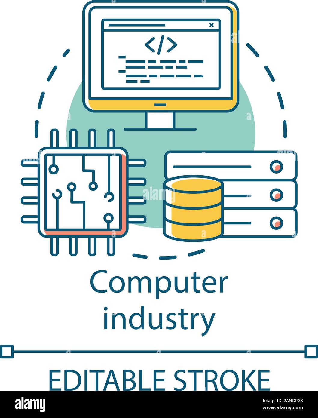 Computer industry concept icon. Hardware, software development