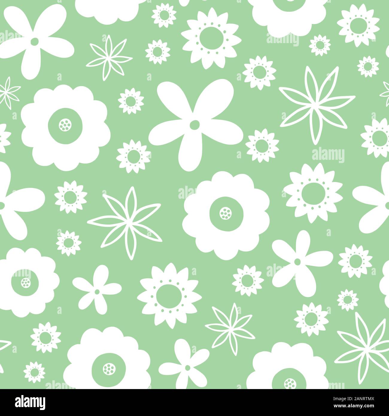 Floral vector repeat pattern design in neo mint Stock Vector Image