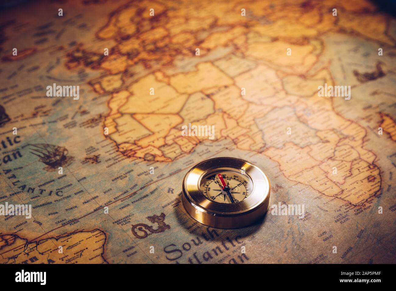 Map with compass. Simple navigation tools to orient in the world. The
