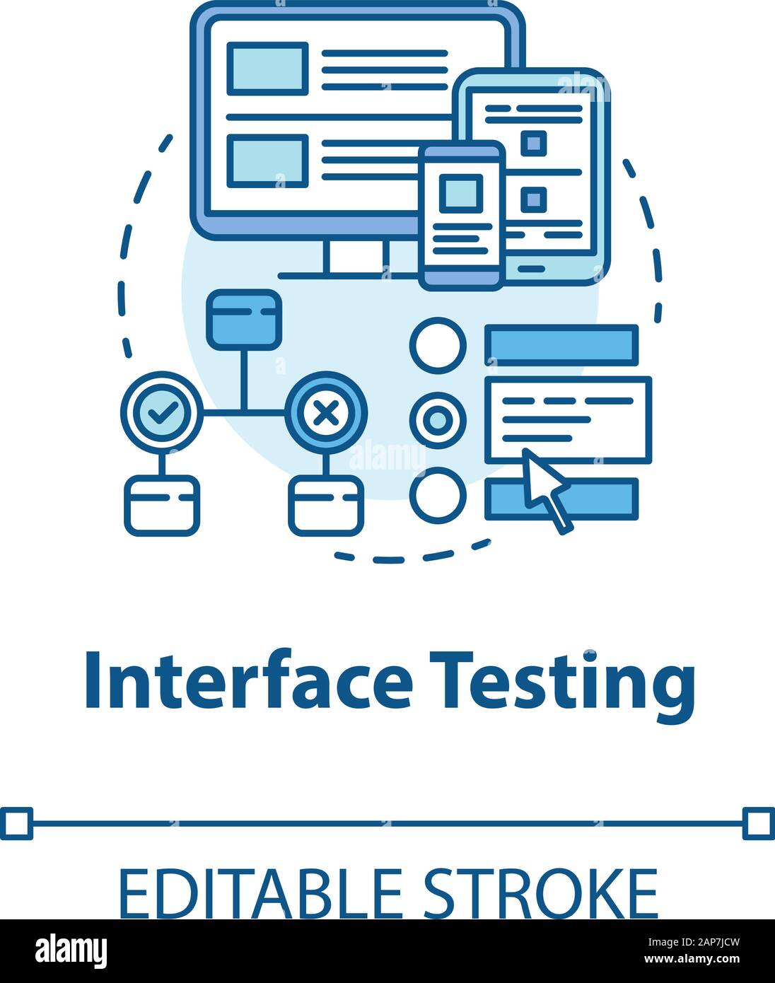 Interface testing concept icon. UX, UI check idea thin line