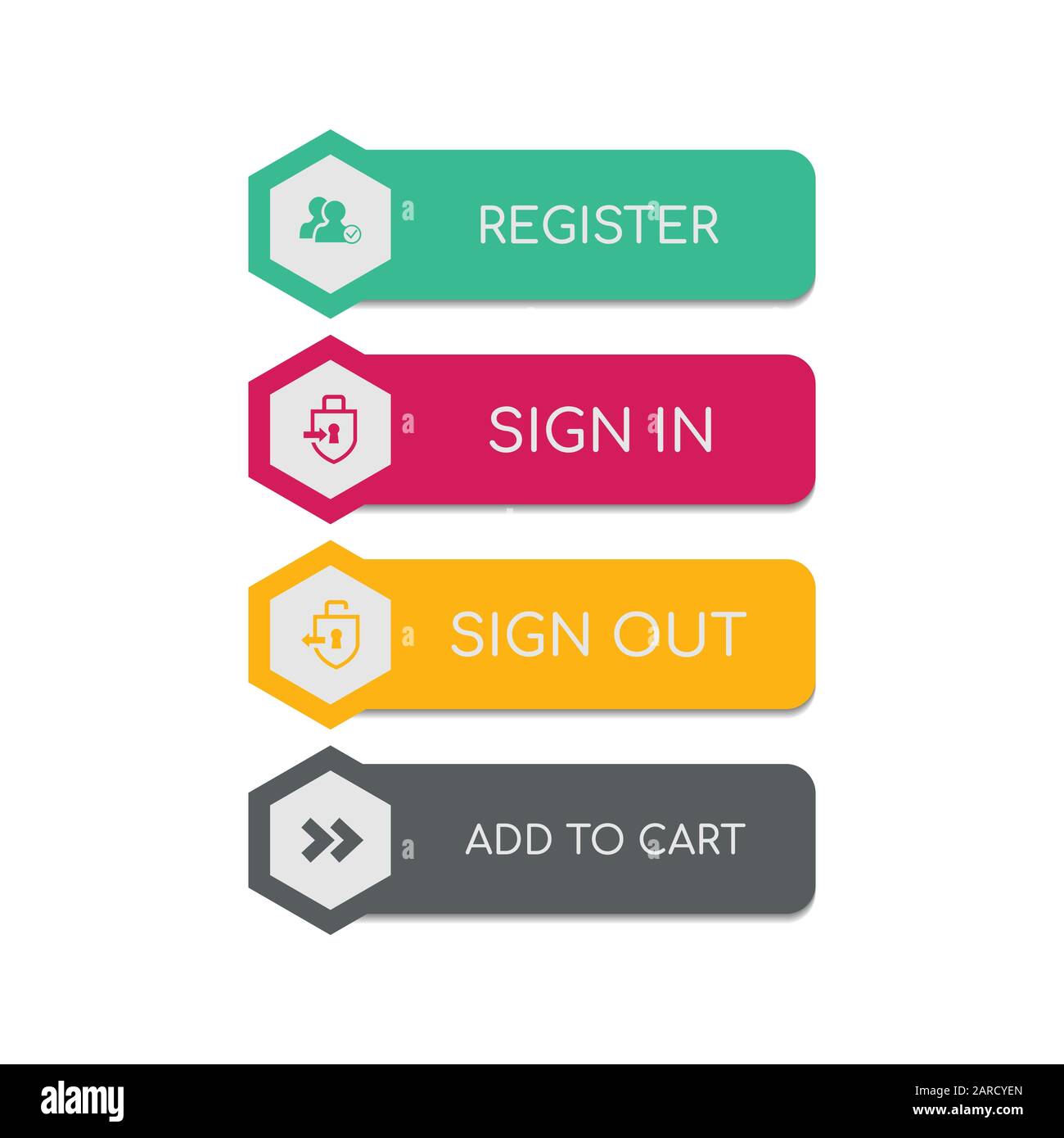  buttons flat design.  and ui application color button icon for