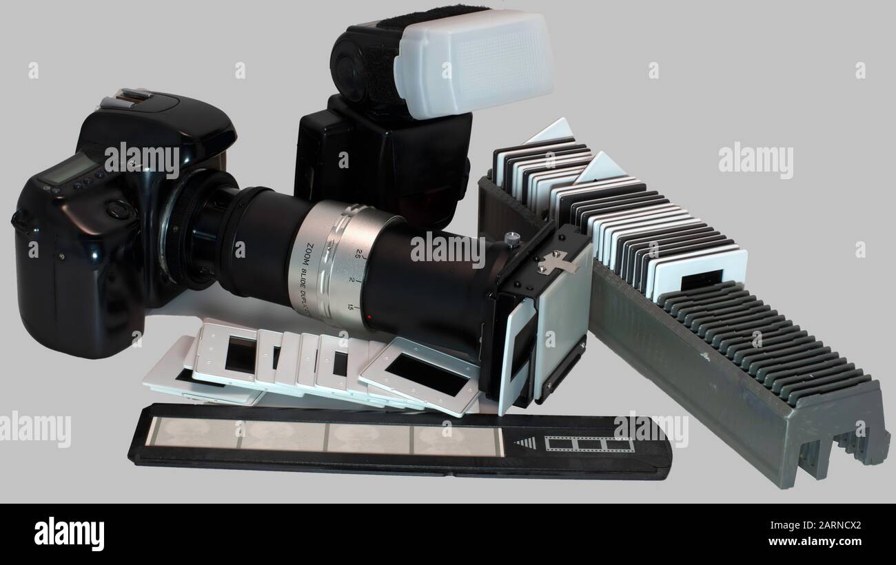 Scan slides with DSLR and zoom slide duplicator to transform into