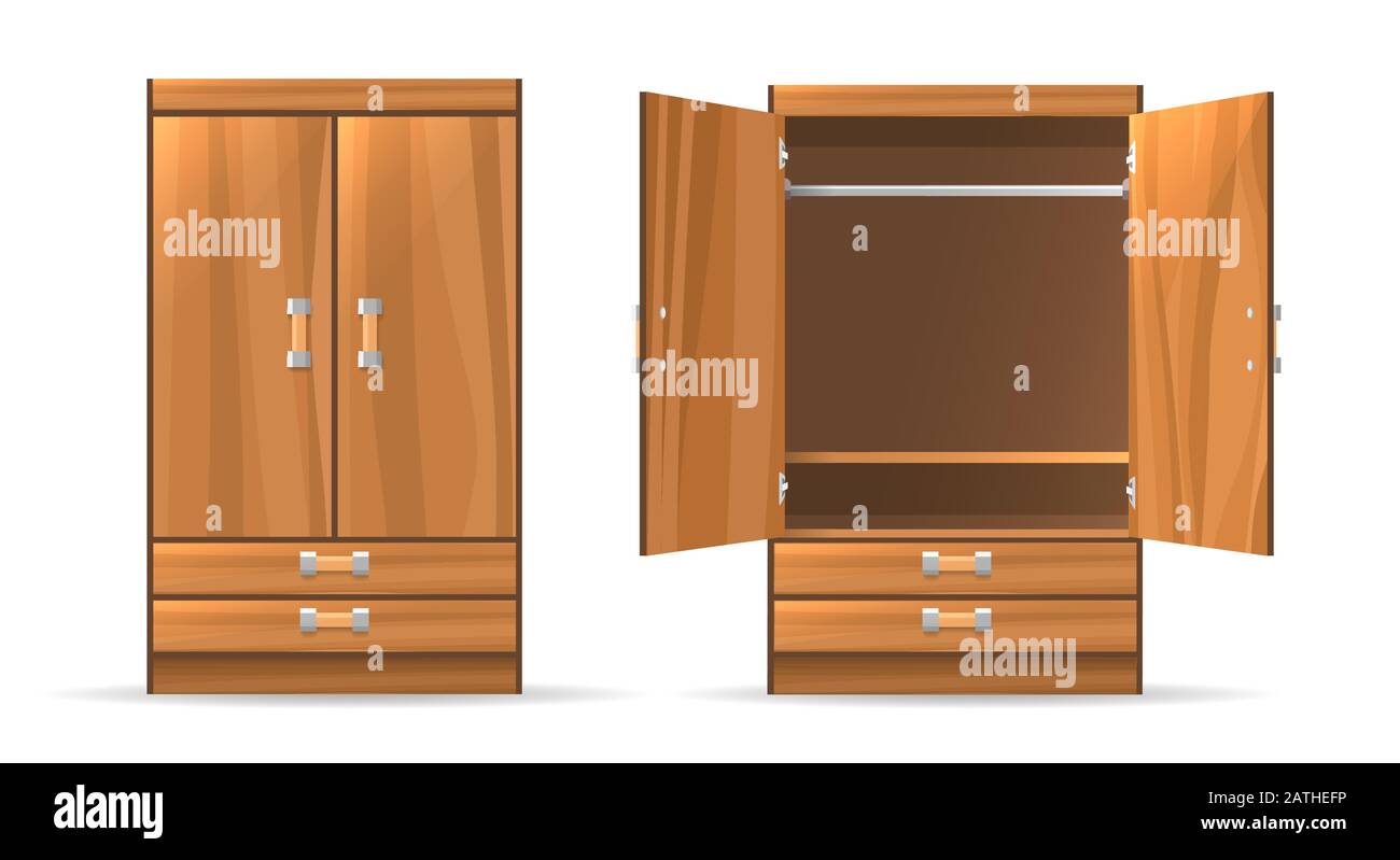 Opened and closed wardrobe Stock Vector Image & Art Alamy