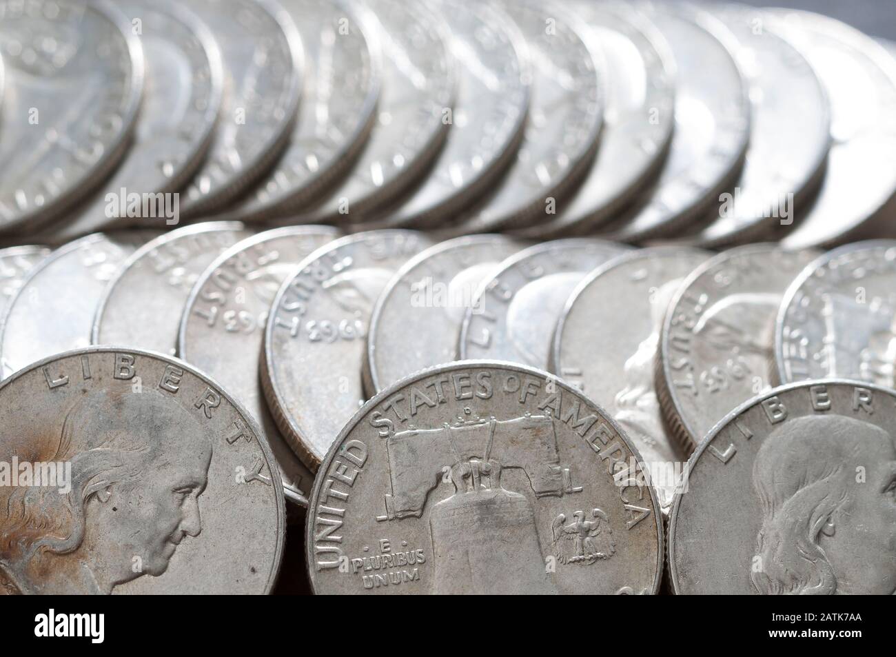 Old Silver HalfDollars Stock Photo Alamy