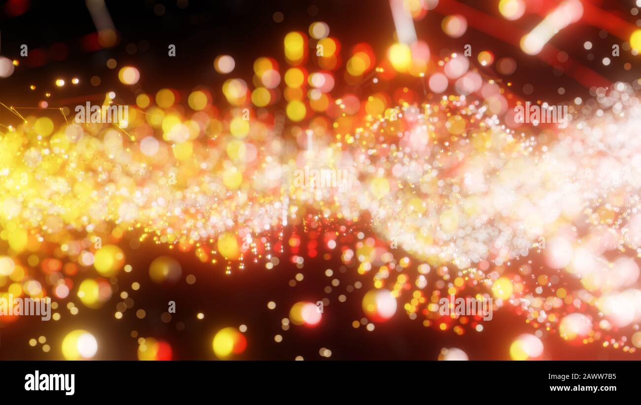 Plexus of abstract glow dots on a black background. Loop animations. 3D