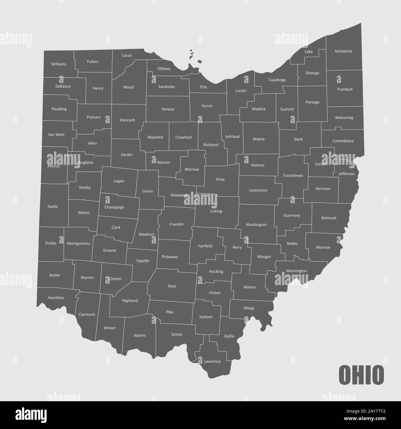 Ohio Counties Map Stock Vector Image & Art Alamy